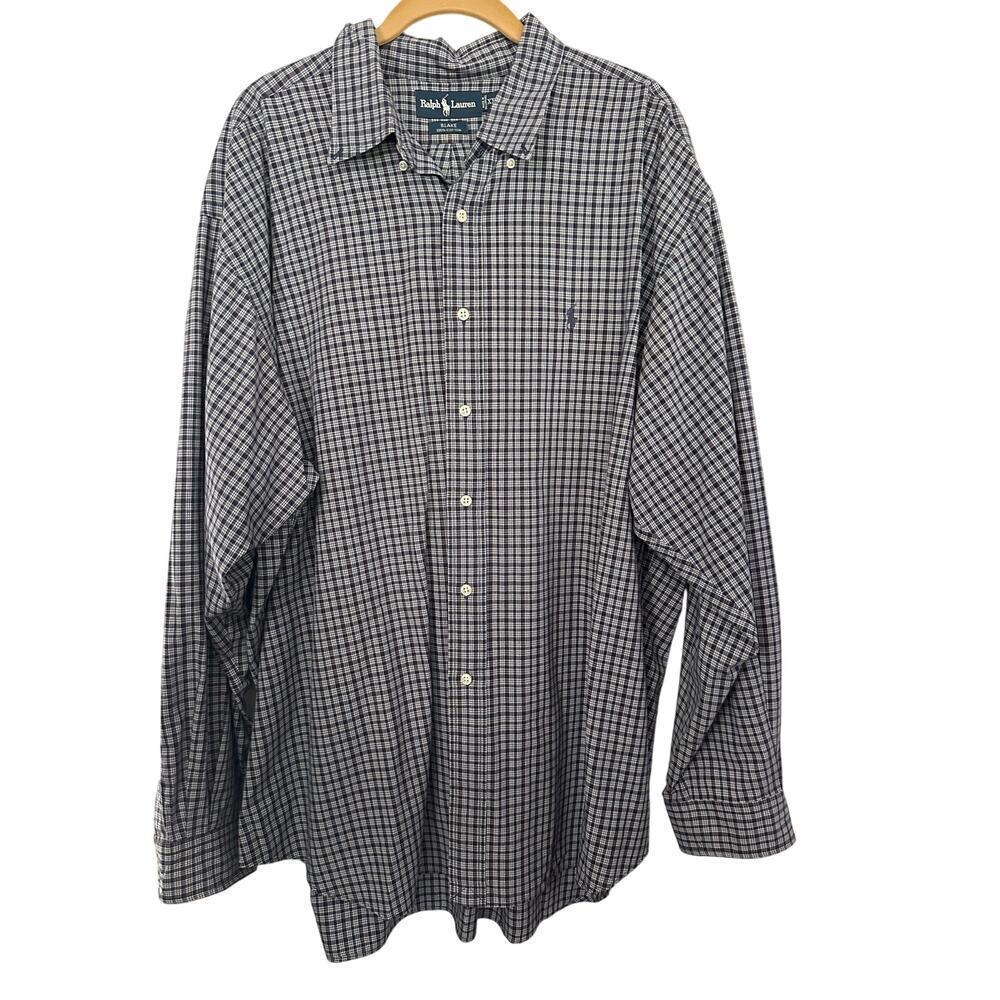 Ralph Lauren Men's Blue White Check Blake Long Sleeve Button Down Shirt Size XXL
